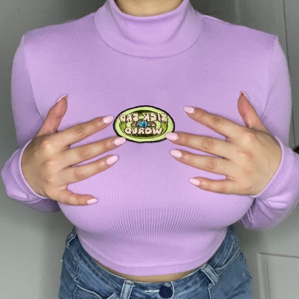 sick sad world lilac turtle neck crop top y2k
